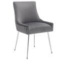 Fauteuil Velours Gris Avec Pieds En Métal Argenté