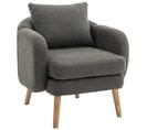 Fauteuil Teddy Avec Coussins Et Pieds En Bois Massif Gris