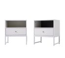 Lot De 2 Table De Chevet Avec 1 Tiroir Blanc