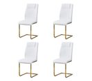 Lot De 4 Chaises Avec Structure En Métal Doré Et Assise Et Dossier En Simili Cuir Blanc