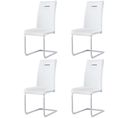 Lot De 4 Chaises Avec Structure En Métal Argenté, Assise Et Dossier En Pu Blanc