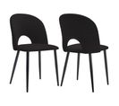 Chaise Lot De 2 Noir Structure En Métal Avec Pieds Réglables Velours