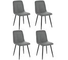 Chaise Lot De 4 Gris Structure En Métal Avec Pieds Réglables Pu