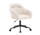 Fauteuil de bureau Chaise Pivotante 360° Avec Accoudoirs, Velours Beige Et Pieds Noirs