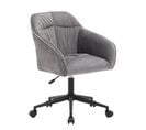 Fauteuil de bureau  Chaise Pivotante 360° Avec Accoudoirs, Velours Gris Et Pieds Noirs