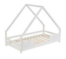 Lit Enfant Lit Cabane 90 X 200cm Avec Sommier Blanc