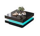 Table Basse Carrée Noir Avec Led, 70x70x36 Cm