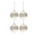 Lot De 4 Boules De Noël "glace" 10cm Blanc et Argent