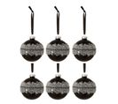 Lot De 6 Boules De Noël "glace" 8cm Noir et Argent