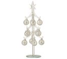 Statuette Déco "sapin et Boules Noël" 30cm Argent