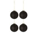 Lot De 4 Boules De Noël "étoiles" 10cm Noir