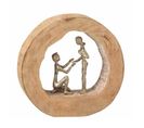 Statue Déco En Bois "couple Fiancé" 29cm Naturel