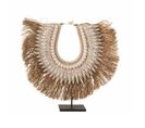 Collier Déco En Bois "dora" 45cm Naturel et Blanc