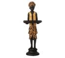 Statuette Déco "garçon Plateau" 46cm Noir et Naturel