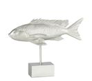 Statue Déco Sur Pied "poisson Long" 33cm Argent