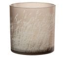 Photophore En Verre Design "herbe" 15cm Beige