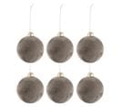 Lot De 6 Boules De Noël "velours" 8cm Gris