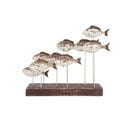 Statuette Déco "banc De 8 Poissons" 40cm Marron