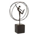Statuette Déco "gymnaste Dans Cercle" 35cm Marron