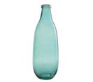 Vase Design En Verre "bouteille" 41cm Bleu Azur