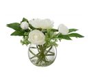 Fleur Artificielle et Vase "pivoine Renoncule" 30cm Blanc