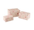 Lot De 3 Boîtes Déco "motif Fleurs" 35cm Rose