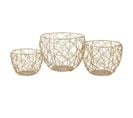 Lot De 3 Paniers Design "metalo" 22cm Or