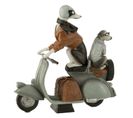 Statuette Déco "chiens Sur Scooter" 32cm Gris