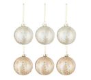 Lot De 6 Boules De Noël "feuilles" 8cm Beige et Or