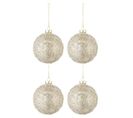 Lot De 4 Boules De Noël "perles" 10cm Champagne