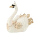 Statuette Déco "cygne Plumes" 29cm Blanc et Or