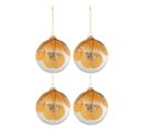 Lot De 4 Boules De Noël "feuilles Séchées" 10cm Ocre