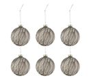 Lot De 6 Boules De Noël "tâche Mat" 8cm Gris