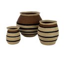 Lot De 3 Cache-pots Paniers Rayures "herbes Marines" 58cm Marron