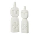 Lot De 2 Statues Déco "personnage Africain" 40cm Blanc