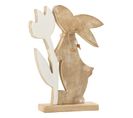 Statuette Déco "lapin Fleur" 27cm Blanc et Beige