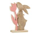 Statuette Déco "lapin Fleur" 27cm Rose et Beige