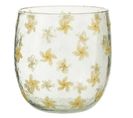 Photophore Design En Verre "fleurs" 20cm Jaune