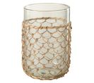 Vase Design "tricot" 21cm Transparent et Beige