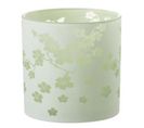 Photophore Design En Verre "fleurs" 15cm Vert