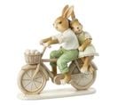 Statuette Déco "lapin Couple Vélo" 15cm Multicolore