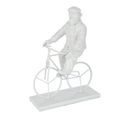 Statuette Déco "singe Vélo" 25cm Blanc