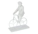 Statuette Déco "singe Vélo" 33cm Blanc