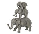 Statuette Déco "éléphants Sur Dos" 41cm Gris