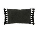 Coussin Déco Pompons "bella" 40x59cm Noir