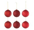 Lot De 6 Boules De Noël "elva" 8cm Rouge