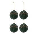 Lot De 4 Boules De Noël Velours "ely" 10cm Vert