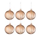 Lot De 6 Boules De Noël "strie" 8cm Marron Clair