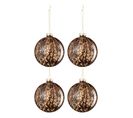 Lot De 4 Boules De Noël "tache" 10cm Marron et Noir