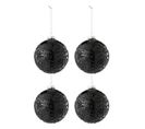 Lot De 4 Boules De Noël Perles "zelma" 10cm Noir